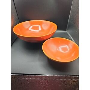 Pacific Pottery Orange Footed Salad Bowl #314 And Smaller Bowl.
